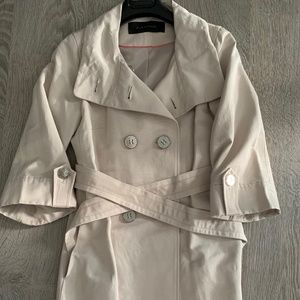 NEW Elie Tahari 'Holly' Beige Belted Trench Coat 3/4 Sleeve Jacket Size XS